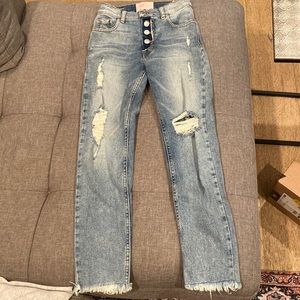 Revice Distressed Ankle Length Straight Leg Jeans